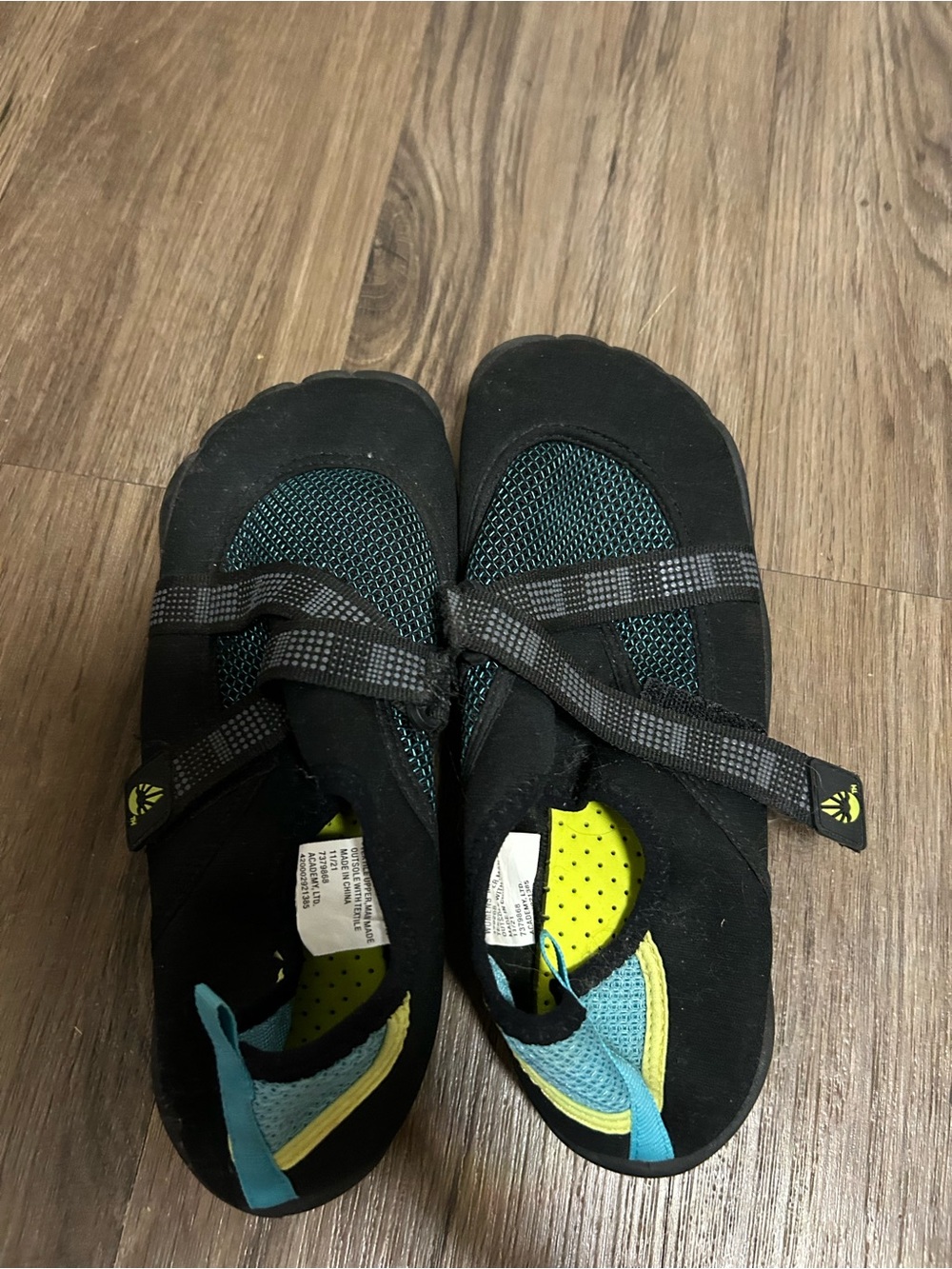 Academy Brand Black and Teal women’s Slip-On water Shoes